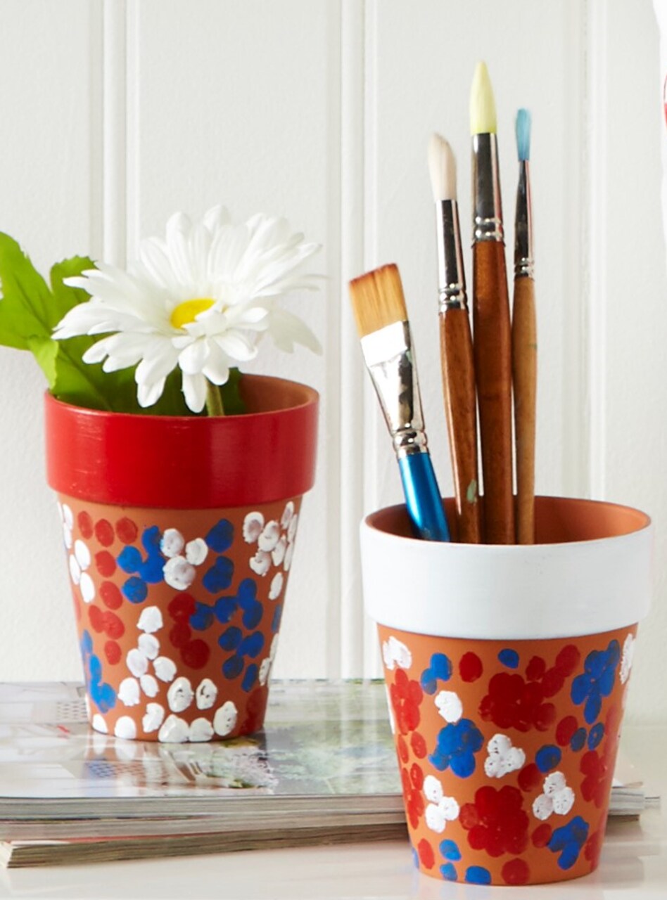 Sunday Makebreak: Red White and Blue Clay Pots